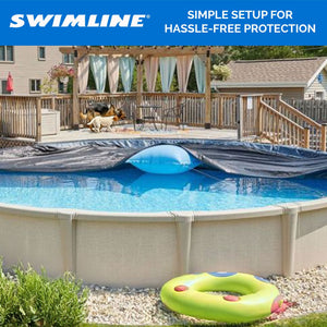 Swimline 18 Foot Round Pool Cover + 4x4 Winterizing Closing Air Pillow (2 Pack)