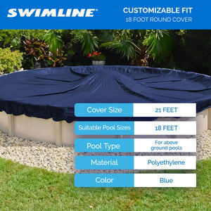 Swimline 18 Foot Round Pool Cover + 4x4 Winterizing Closing Air Pillow (2 Pack)