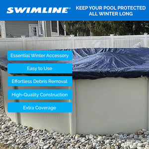 Swimline 18 Foot Round Pool Cover + 4x4 Winterizing Closing Air Pillow (2 Pack)