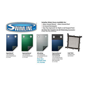 Swimline 18 Foot Round Pool Cover + 4x4 Winterizing Closing Air Pillow (2 Pack)