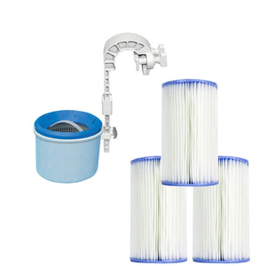 Intex Wall Mount Automatic Pool Surface Skimmer & Filter Cartridge (3 Pack) - TRAPSKI