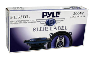 Pyle PL53BL 5.25" 200W Car Audio Triaxial Speakers Stereo Blue PAIR (4 Pack)