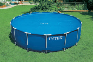 Intex 18 Ft Round Easy Solar Cover and Maintenance Kit w/ Vacuum Skimmer & Pole