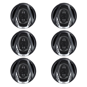 BOSS NX654 6.5" 400W 4-Way Car Audio Coaxial Speakers Stereo, Black (6 Speakers) - TRAPSKI