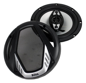 BOSS NX654 6.5" 400W 4-Way Car Audio Coaxial Speakers Stereo, Black (8 Speakers) - TRAPSKI