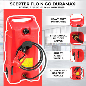 Scepter Flo N' Go Duramax 14 Gal Gas Fuel Tank Container Caddy Can & Pump, 2 Pk - TRAPSKI