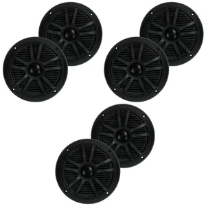 BOSS Audio MR6B 6.5 Inch 180W Dual Cone Black Marine Audio Speakers (6 Pack) - TRAPSKI