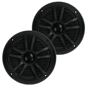 BOSS Audio MR6B 6.5 Inch 180W Dual Cone Black Marine Audio Speakers (6 Pack) - TRAPSKI