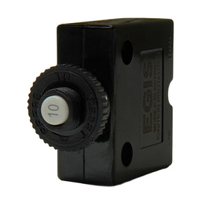 Egis 10A Push Button Panel Mount Circuit Breaker - Spade Terminal