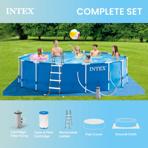 Intex Metal Frame 15' x 48" Round Above Ground Swimming Pool and Maintenance Kit