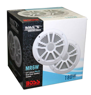 Boss Audio MR6W 6.5" 180W Dual Cone Marine/Boat Speakers Stereo (6 Pack)