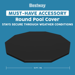 Bestway Flowclear 12 Foot Round Pool Cover w/ Drain Holes for Above Ground Pools