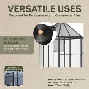 DeWitt .75-100YD 100 Yard x 2.75" Greenhouse Wood Framing Batten Tape (2 Pack)