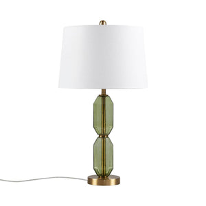 Faceted Green Glass Table Lamp