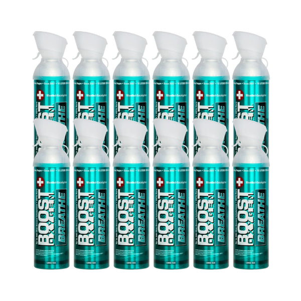 Boost Oxygen Natural Portable 10 Liter Pure Oxygen Canister, Menthol (12 Pack)