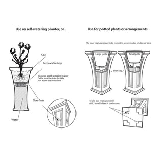 YIMBY Heritage Self Watering Tall Outdoor Garden Patio Planter Pot, (4 Pack) - TRAPSKI