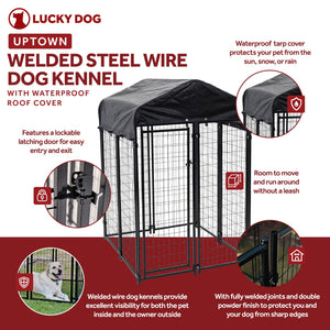 Lucky Dog Uptown 4 x 4 x 6 Foot Heavy Duty Outdoor Covered Dog Kennel (2 Pack)
