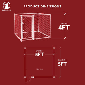 Lucky Dog 5 x 5 x 4 Foot Heavy Duty Outdoor Chain Link Dog Kennel (2 Pack)