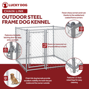Lucky Dog 5 x 5 x 4 Foot Heavy Duty Outdoor Chain Link Dog Kennel (2 Pack)