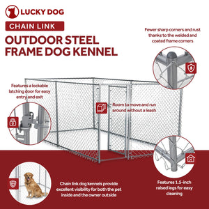 Lucky Dog 10 x 5 x 4 Foot Heavy Duty Outdoor Chain Link Kennel Enclosure (2 Pk)