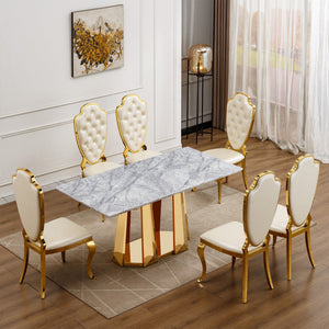 Marble Dining Table for 6 People