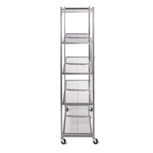 Origami R6-01HW 81 x 36 x 18 Inch Wheeled 5 Tier Folding Steel Shelving, Pewter