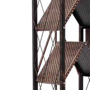 Origami 6 Tier Classic Stamped Steel Bookcase Organizer Storage Rack, Bronze