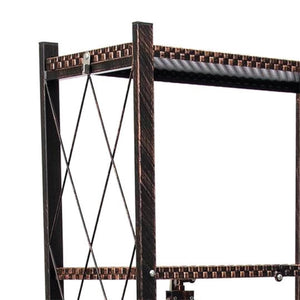 Origami 6 Tier Classic Stamped Steel Bookcase Organizer Storage Rack, Bronze