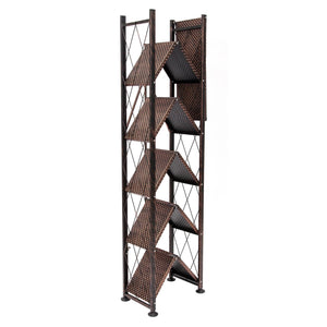 Origami 6 Tier Classic Stamped Steel Bookcase Organizer Storage Rack, Bronze