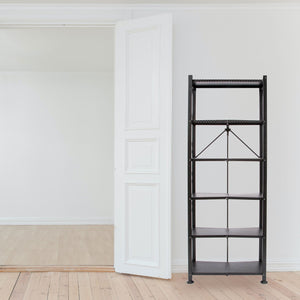 Origami 6 Tier Classic Stamped Steel Bookcase Organizer Storage Rack, Black