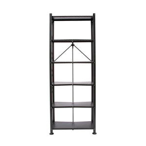 Origami 6 Tier Classic Stamped Steel Bookcase Organizer Storage Rack, Black - TRAPSKI
