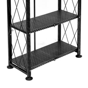 Origami 6 Tier Classic Stamped Steel Bookcase Organizer Storage Rack, Black - TRAPSKI