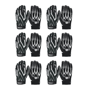 Wilson Black Adult MVP Clutch Skill Football Receiver Gloves, Small (6 Pack)