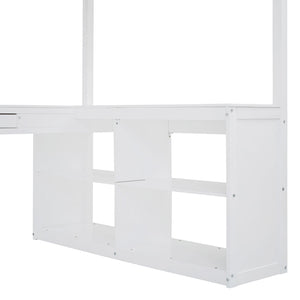 Loft Bed With Drawers, Cabinet, Shelves With Desk