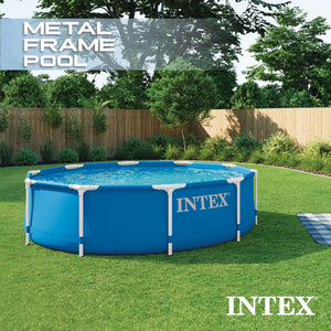 Metal Frame Above Ground Swimming Pool w/ 10 Foot Round Swimming Pool Cover
