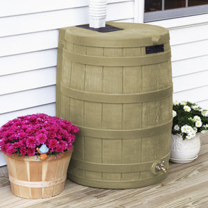 Good Ideas Rain Wizard 50 Gallon Plastic Rain Barrel Water Collector, Khaki