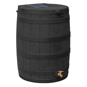 Good Ideas Rain Wizard 50 Gallon Plastic Rain Barrel Water Collector, Black