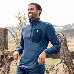 Men's Sueded Spacedye Quarter Zip Long Sleeve Shirt