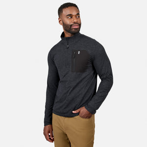 Men's Sueded Spacedye Quarter Zip Long Sleeve Shirt