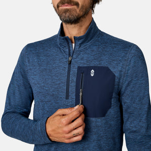 Men's Sueded Spacedye Quarter Zip Long Sleeve Shirt