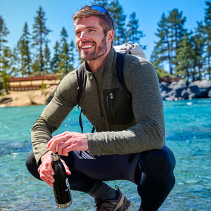 Men's Sueded Spacedye Quarter Zip Long Sleeve Shirt