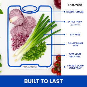 TRAPSKI Premium 1/2 Inch Thick HDPE Cutting Boards | Food-Grade Kitchen Prep Surface | Juice Grooves | Made in the USA - TRAPSKI