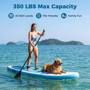 11' Wide Inflatable Stand Up Paddle Board with Backpack for All Skill Levels