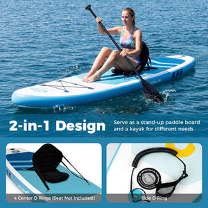 11' Wide Inflatable Stand Up Paddle Board with Backpack for All Skill Levels