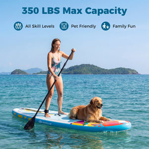 11' Wide Inflatable Stand Up Paddle Board with Backpack for All Skill Levels