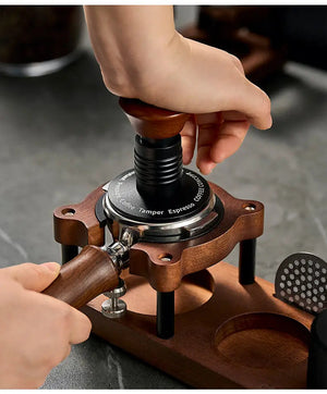 Cute Bear Espresso Tamper Set with Walnut Stand - Gift for Coffee Lovers Under $29