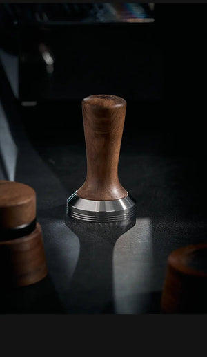 Solid Walnut Espresso Tamper Set - 58mm Solid Wood Handle + Stand