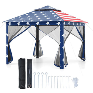 11 x 11 Feet 2-Tier Pop-Up Gazebo Tent Portable Canopy Shelter Carry Bag Mesh