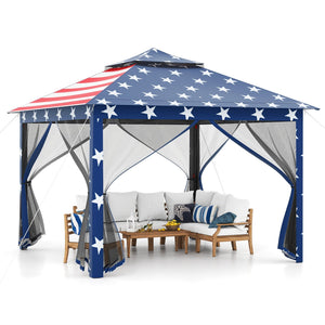 11 x 11 Feet 2-Tier Pop-Up Gazebo Tent Portable Canopy Shelter Carry Bag Mesh
