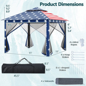 11 x 11 Feet 2-Tier Pop-Up Gazebo Tent Portable Canopy Shelter Carry Bag Mesh